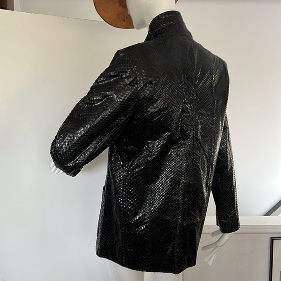 Python Snakeskin Sz 6-8 Custom Made Blazer Jacket Padded Shoulders Patch Pockets - Picture 11 of 11
